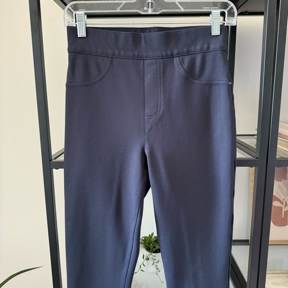 Spanx The Perfect Ankle Navy Blue High Rise Skinny Pull-On Pants Small Petite - Picture 3 of 10